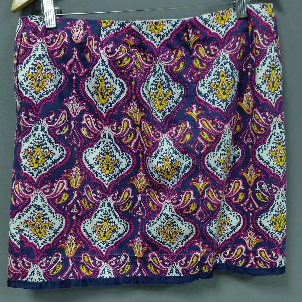 J.Crew Purple Mini Paisley Stretch Skirt Women Size 10